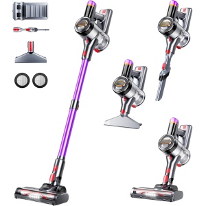 VIAFLY Cordless Vacuum Cleaner, 500W/40Kpa Stick Vacuum with Self-Standing, Anti-Tangle Brush, LED Touch Display, Max 60 Mins Runtime, Lightweight Vacuum for Pet Hair Hardfloor Carpet